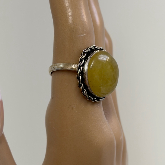 Hand crafted aventuraventuri Gemstone Round Ring Silver Plated 925 Size 7.75 New - Picture 2 of 8